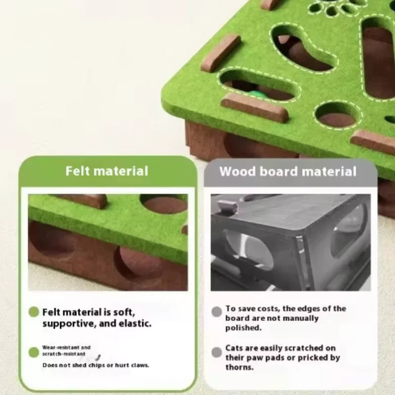 Interactive Cat Puzzle Maze Toy Box with Bell Ball – Fun Felt Play Toy for Cats