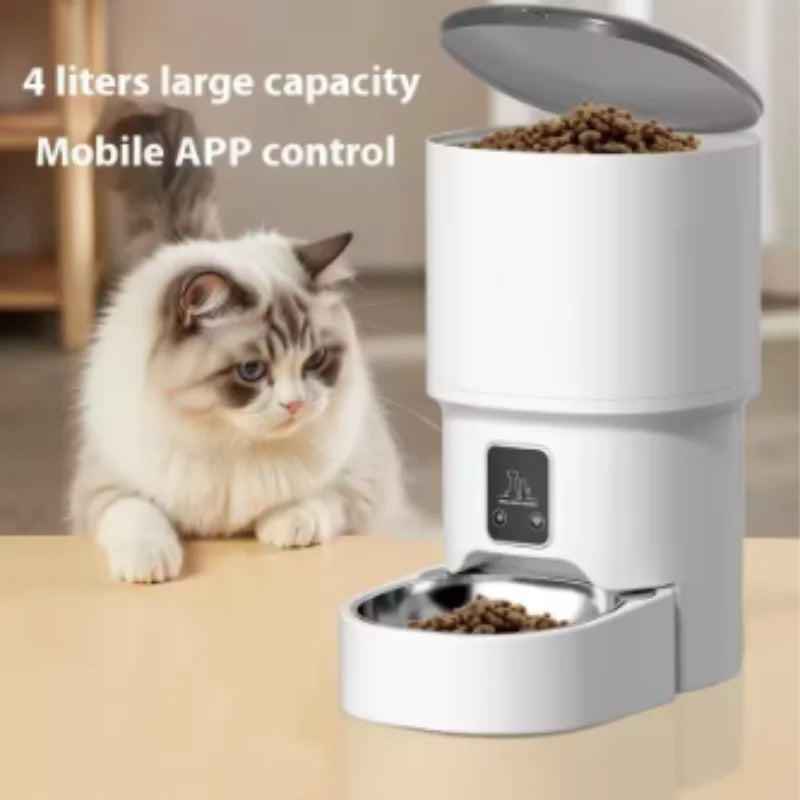 New 4L Smart Pet Feeder Automatic Food Dispenser Button for Cats And Dogs Intelligent Pet Feeder