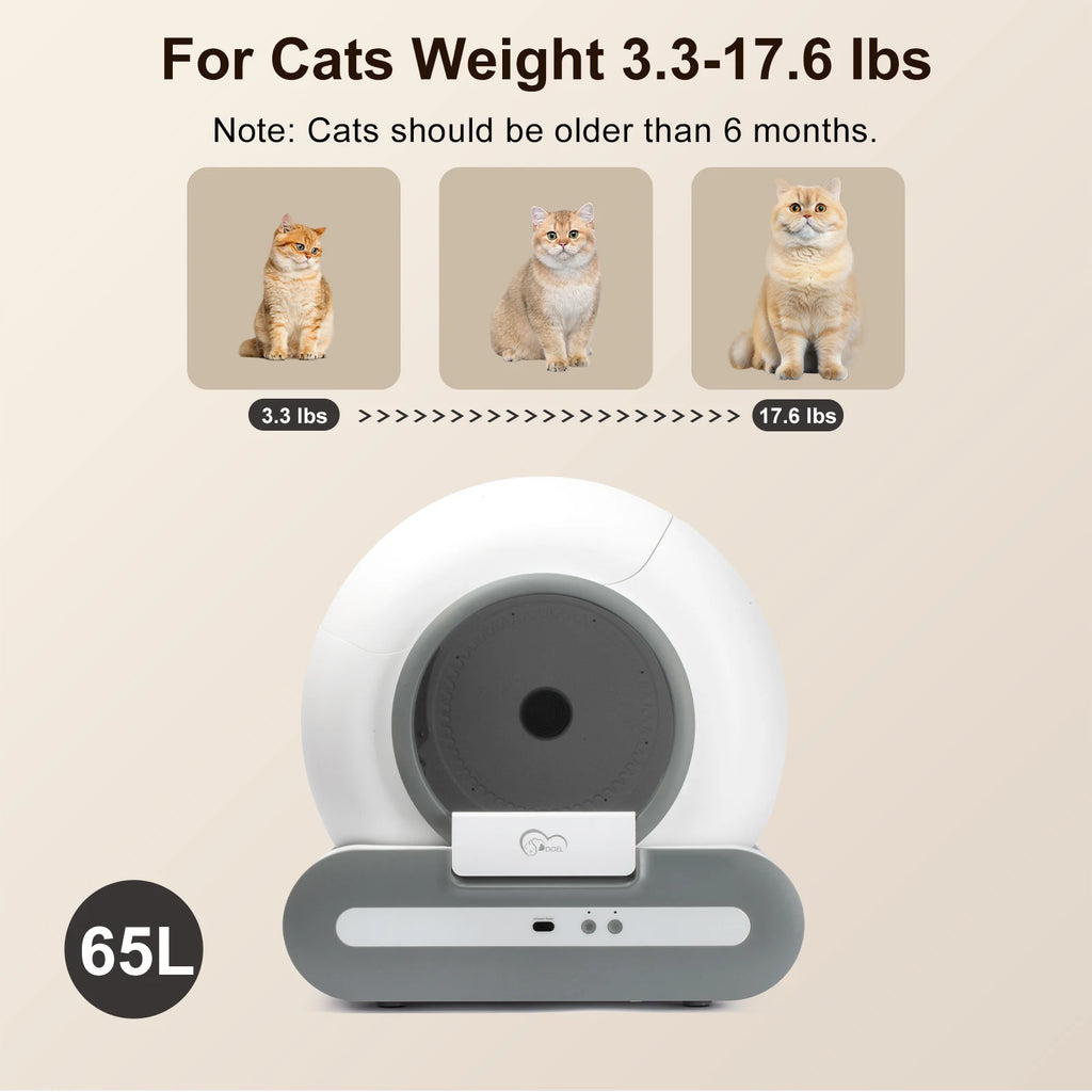 Automatic Self-Cleaning Cat Litter Box with App Control & Litter Mat