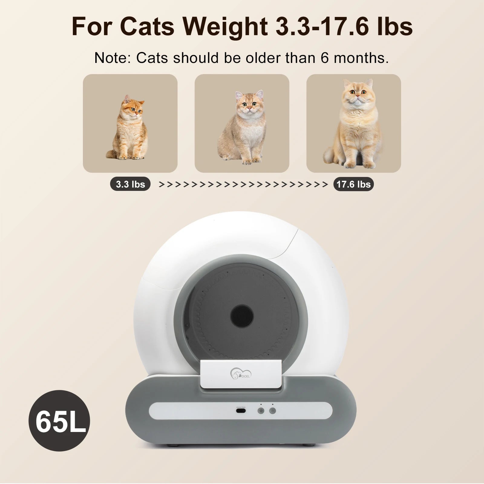 Automatic Self-Cleaning Cat Litter Box with App Control & Litter Mat